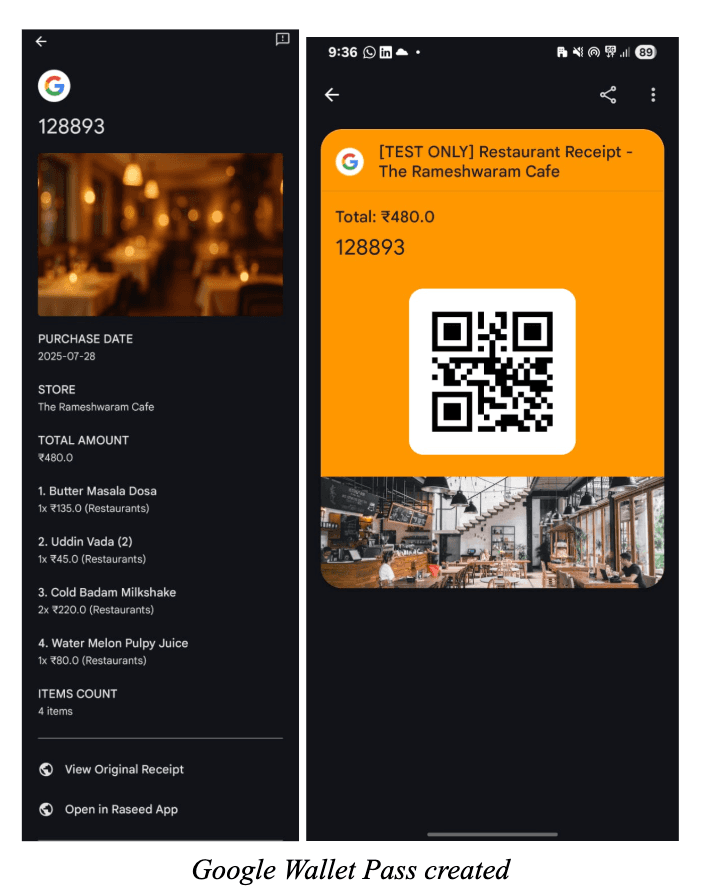 Generated Google Wallet pass